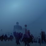 business people blue background